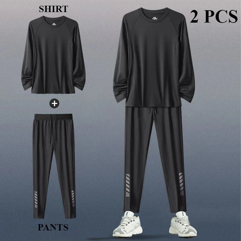 Sports Suit Men's Running Training Clothes Fitness Clothes Spring 2-3 PCS Running Quick-drying Sports Sets Jacket Mens Clothes