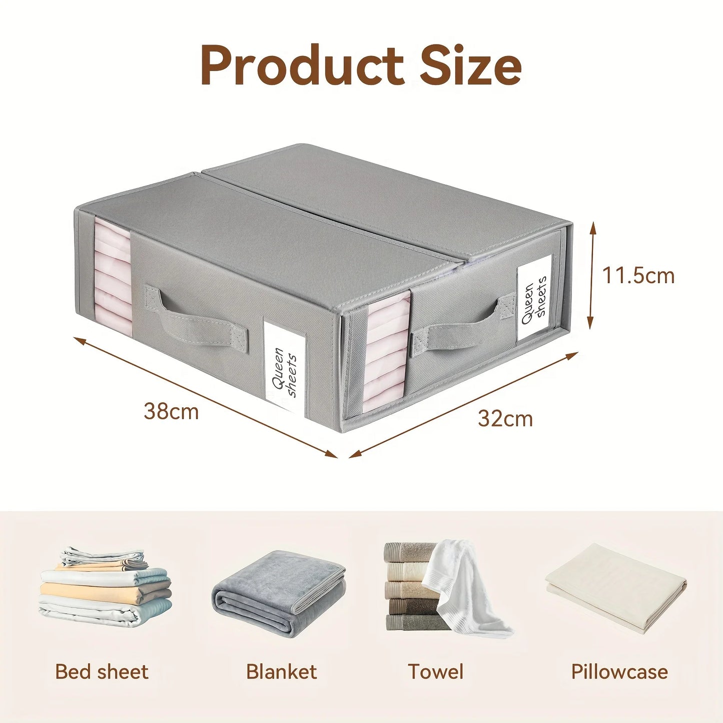 Bed Sheets Set Organizers Storage Linen Fabric Closet Organizers with Window Folding Bedding Storage Box for Pillow Organizer