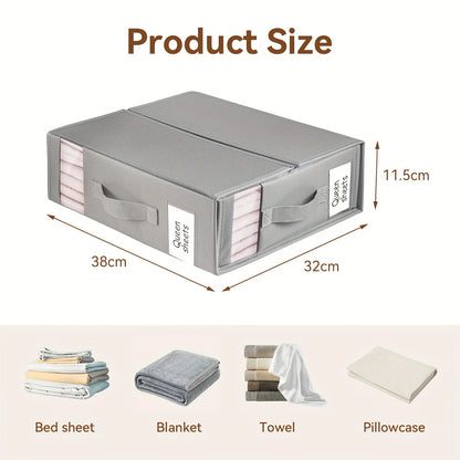 Bed Sheets Set Organizers Storage Linen Fabric Closet Organizers with Window Folding Bedding Storage Box for Pillow Organizer