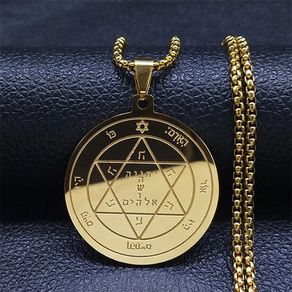 Talisman Of Protection Good Luck Wealth Seal Of Solomon Stainless Steel Necklaces Pendants Men Jewelry salomon hombre N4239
