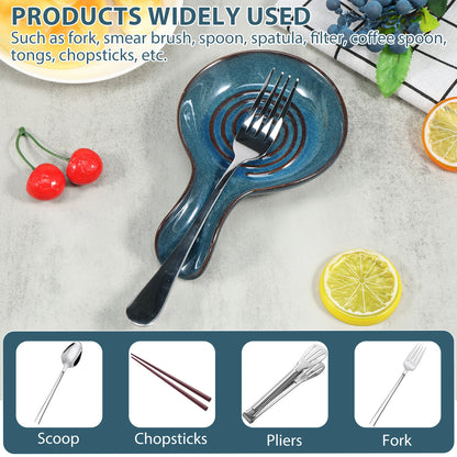 Spoon Rest Large Ceramic Spoon Holder Heat-Resistant Cooking Spoon Rest Coffee Spoon Holder Dishwasher Safe Ceramic Spoon Rest