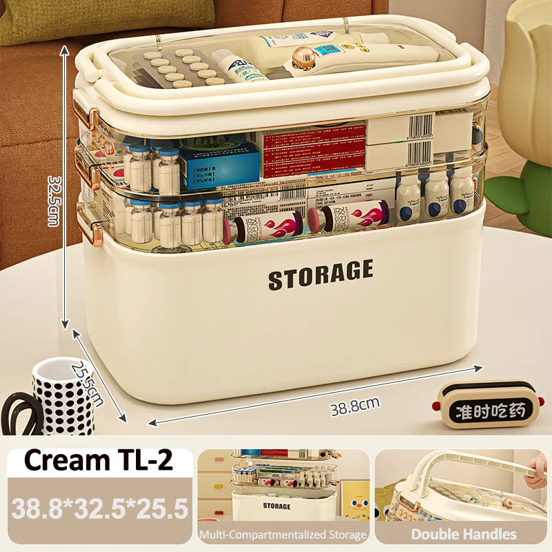 3/4 Layers Large Capacity Family Medicine Organizer Storage Box Portable First Aid Kit Pill Container Emergency Pharmacy Box