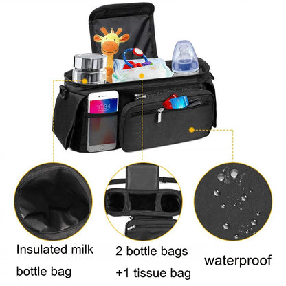 troller Caddy Stroller Organizer With Cup Holder, Non Slip Straps Stroller Bag for Phone, Pet Stroller Accessories