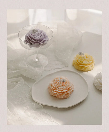 Peony Scented Candles, Handmade DIY Mini Floral Candles for Valentine's Day Gifts