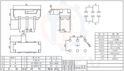 MSK-22D18 MINI Slide Switch 2P2T DPDT DIP 6Pin Side Slide Mini Toggle Switches Micro Slide Switches Black