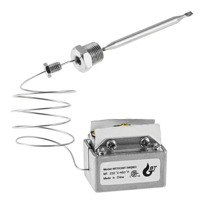 232℃ /450℉ Thermostat High Limit Safety Fryer Switch For 3/8 "-18 NPT 1177 Gas Fryer High Limit Safety Deep Fryer Thermostats