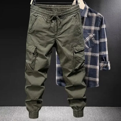 Trendy Brand Casual Cargo Pants Men's Loose Fit Solid Color Cargo Pants American Style Casual For Spring Autumn
