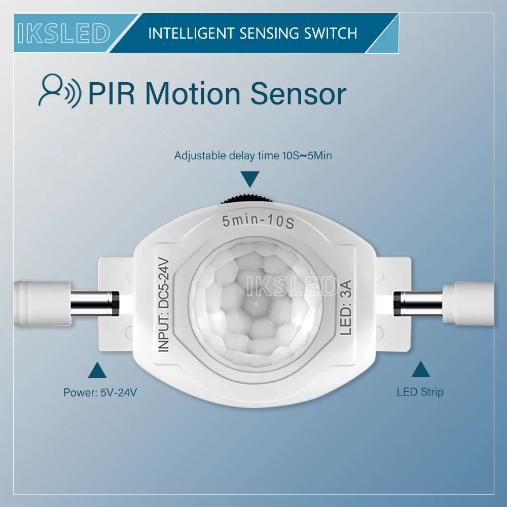 Smart Motion Sensor Light Switch Adjustable Timer, Automatic Movement Detector PIR Infrared Human Controller LED Strip Light