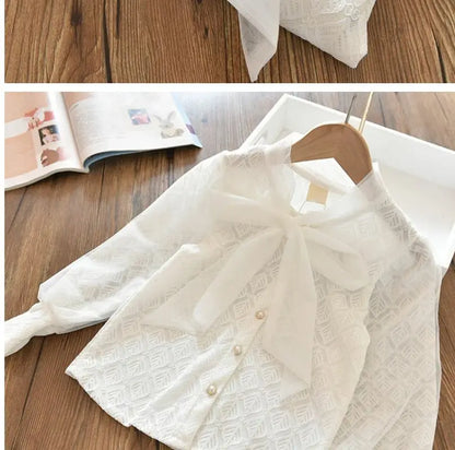Girls' Shirt 2023 New Medium and Large Children Spring and Autumn Thin Long Sleeve Baby Shirt