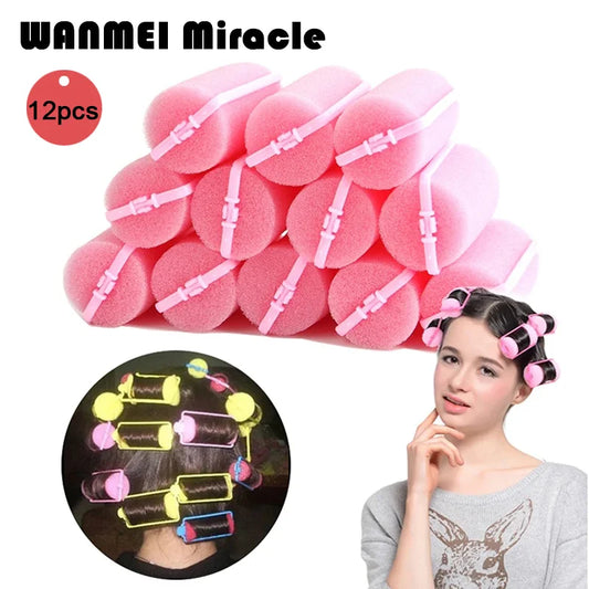 12pcs/lot Sponge Foam Hair Rollers Soft Household DIY Styling Curlers Cushion Rollers Travel Salon Styling Hairdressing Tools