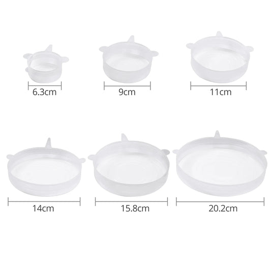 JUSTOOL 12 Pcs Stretchable Silicone Fresh-Keeping Lid For Refrigerator Food Cling Film Bowl Lids Silicone Lid Set Fresh-Keeping
