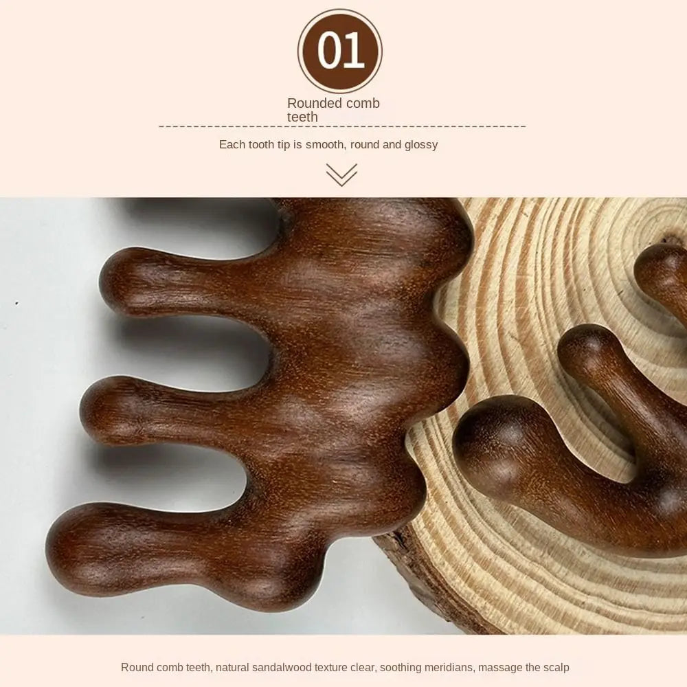 Scalp Relax Meridian Massage Comb Anti-static Blood Circulation Sandalwood Hair Comb Smooth Hair Comfortable Head Massage Comb