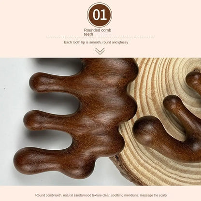 Scalp Relax Meridian Massage Comb Anti-static Blood Circulation Sandalwood Hair Comb Smooth Hair Comfortable Head Massage Comb