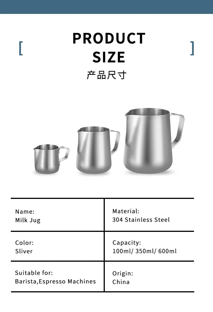 Coffee Milk Frothing Jug Stainless Steel Milk Frothing Pitcher Latte Art Measurement Jug With Art Pen Barista Accessories