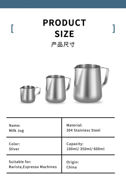 Coffee Milk Frothing Jug Stainless Steel Milk Frothing Pitcher Latte Art Measurement Jug With Art Pen Barista Accessories