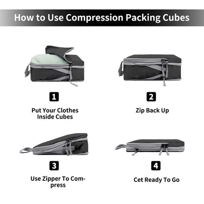 Compression Packing Cubes,Travel Packing Cubes for Carry on Suitcases, Expandable/Compression Bags for Clothes Travel Accessorie