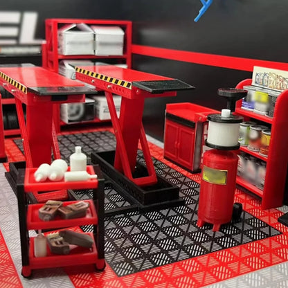1:18 Car Model Repair Shop Diorama 9-Piece Modification parts Set for Collectors & Hobbyists Miniature Scene Display DIY Tools