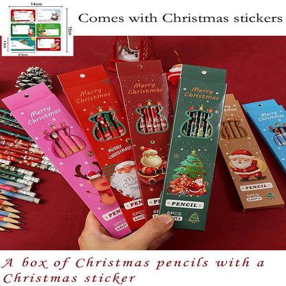 Christmas gift cartoon cute 6 HB pencil set with eraser box office cultural and educational supplies