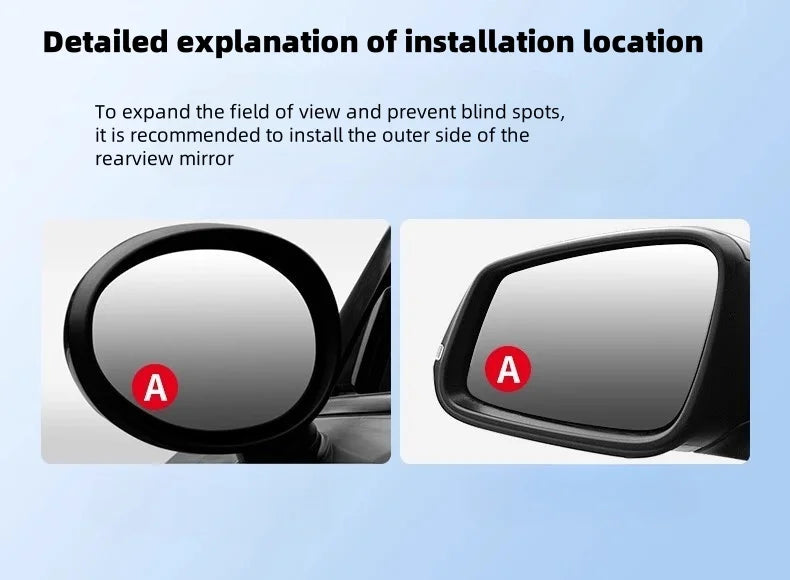 2pcs Car Small Round Mirrors 360 Adjustable Suitable for Assisting Reverse Vision Blind Spots Safety Protection Convex Mirror