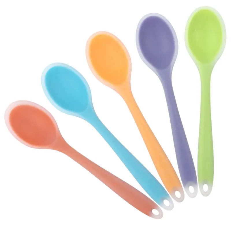 Silicone Spoon Integrated Rice Spoon Multicolor Silica Gel Salad Spoon Cake Baking Spoon Kitchen Cooking Spoon Kitchen Tools