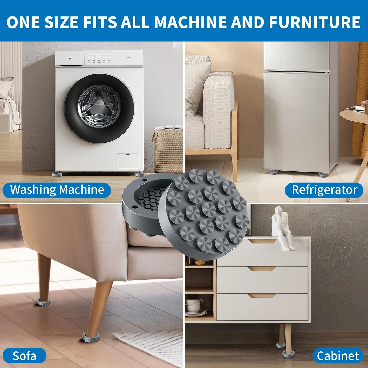 Anti Vibration Feet Pads For Washing Machine Mat Slipstop Silent Universal Slip Shock-absorbing Foot Washing Machine Protects