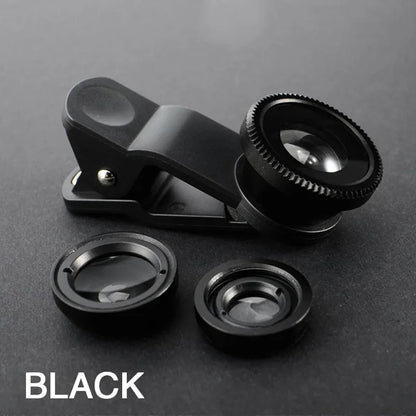 For All Smart Phone 3 in 1 Fisheye Phone Lens Wide Angle Zoom Lens Fish Eye Macro Lenses Camera Kits With Clip Lens On The Phone