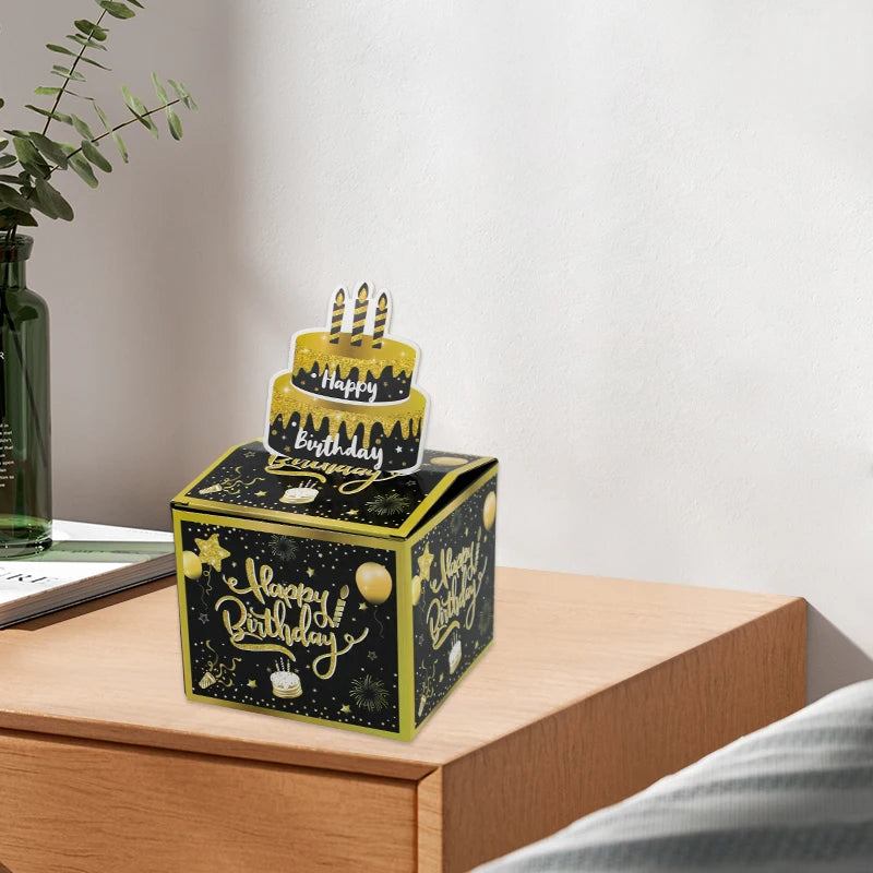 1pcs Birthday Cash Pull Gift Box Money Pulling Box Cash Gift Box Cash Black Money Clip Funny Surprise Birthday Cake Decor