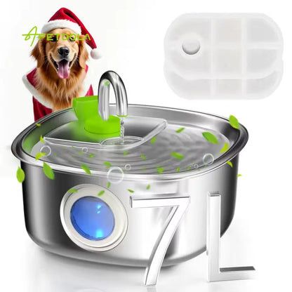 Apetdola 7L/236oz Dog Water Fountain Stainless Steel Dog Water Bowl Automatic Pet Drinker Water Dispenser for Multiple Pets