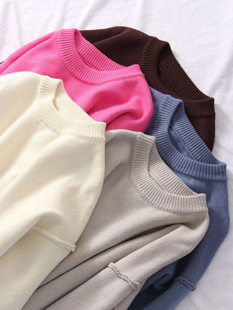 Blue Oversize Sweaters For Women Winter Thick Beige Pullover Woman Autumn Fashion Loose O Neck Ladies Sweaters Jumpers Women