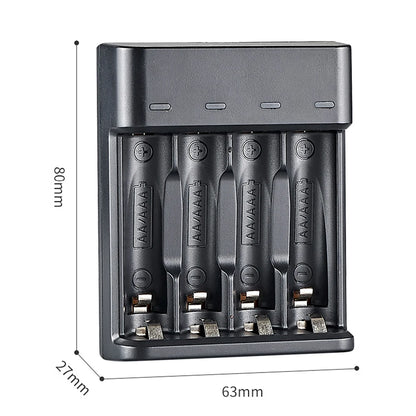 Battery Charger 4 Slot Intelligent Fast Charge With LED Indicator For 1.2V NiMH NiCd AAA/AA Rechargeable Batteries USB Charger