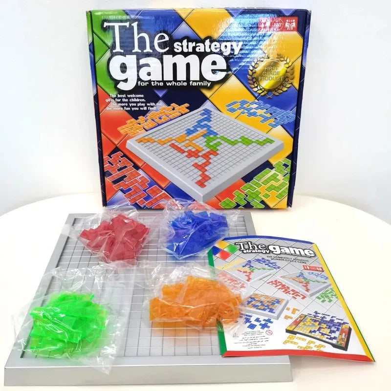Educational Strategy Board Game for Kids Colored Squares Intellectual Puzzle Family Indoor Fun 2-4 Players Engaging Party Game