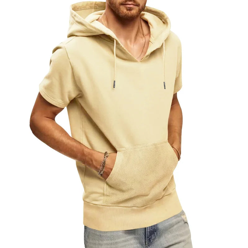 2024 Amazon New Men's Athleisure European and American Hooded Loose Short Sleeves