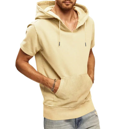 2024 Amazon New Men's Athleisure European and American Hooded Loose Short Sleeves
