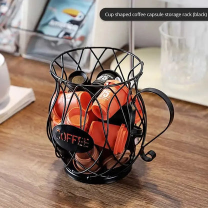 1pc Coffee Pod Holder Large Capacity Cup Coffee Pod Organizer Coffee Creamer Container Coffee Pod Storage Cup Mug Shape Coffee