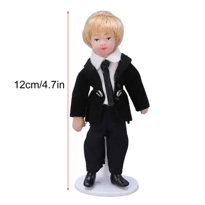 Doll House Servant 1:12 Doll House Miniature Turnable Ceramic Victorian Servant Toy Decoration with Stand