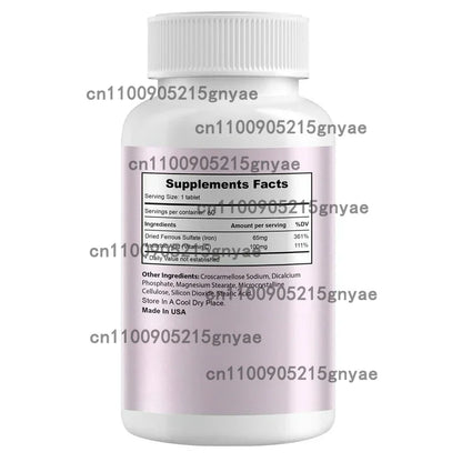 Iron Supplements for Women and Men, Containing Vitamin C,B12, Folate Hematopoietic Agents, and Iron Deficiency Energy