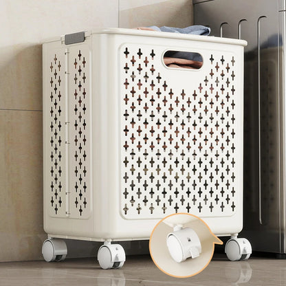Foldable Laundry Baskets With Wheels Dirty Clothes Basket Large Capacity Cart Bathroom Multifunctional Storage Basket