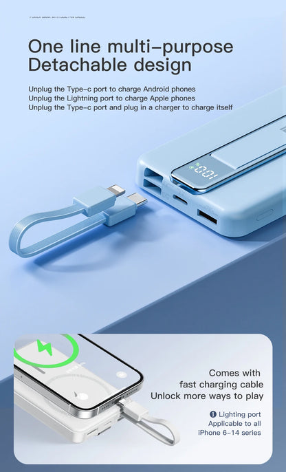 10000mAh Original Powerbank With Cable Magnetic Power Bank Wireless Fast Charger For iPhone Backup Battery For Magsafe with Gift