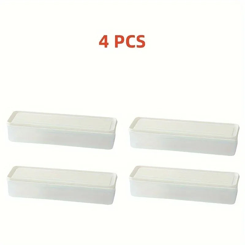 Long Rectangular Food Storage Containers, Plastic Reusable Refrigerator Organizer Boxes Kitchen Accessories