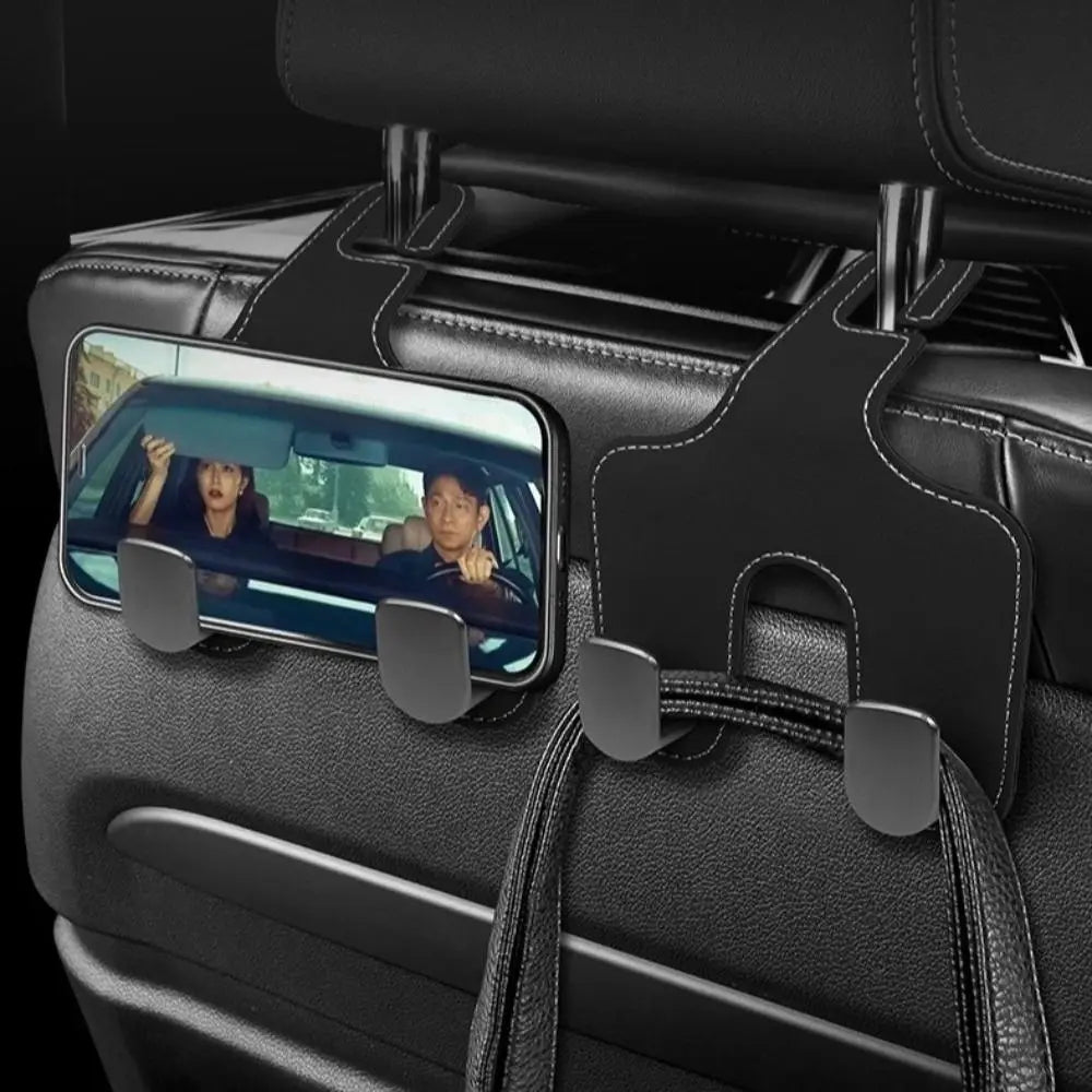 2 in 1 Car Back Seats Hook Storage Organizer Double Hook Car Headrest Hooks Strong Load-Bearing Hanging Auto Rear Seats Hanger