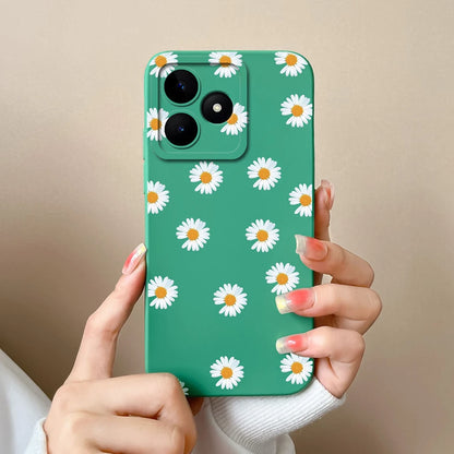 Case For Realme Note 50 Flower Painted Upgrade Lens Protection Soft Back Cover Model RMX3834 Liquid Silicone Phone Protectors