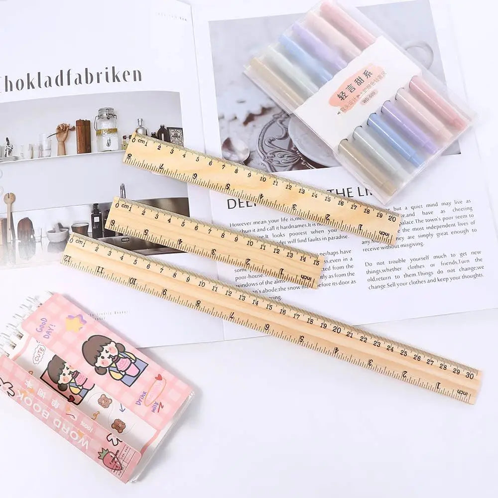 School Supplies Desk Accessories 15/20/30cm Teacher Stationery Student Straight Rulers Wooden Rulers Drawing Rulers Rulers