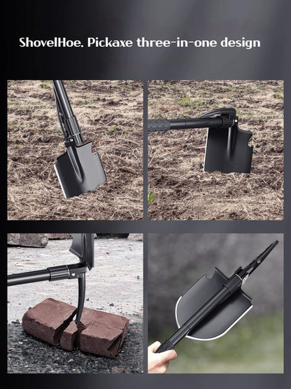 Multifunctional garden shovel for camping, suitable for camping/fishing/wild survival, etc. Shovel. Pickaxe and hoe three-in-one