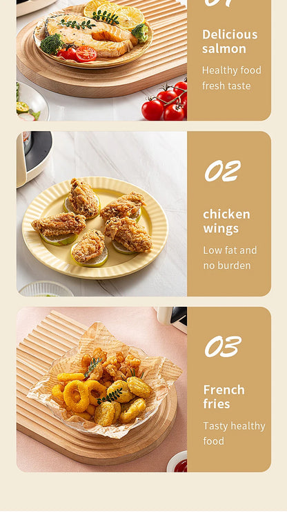 Smart Electric Air Fryer Large Capacity Convection Oven Deep Fryer Without Oil Kitchen 360°Baking Viewable Window Home Applianc