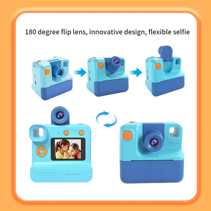 Kids Instant Camera Print Camera For Children Camera 1080P HD Digital Camera Photo Paper Child Toy Camera For Christmas Gift