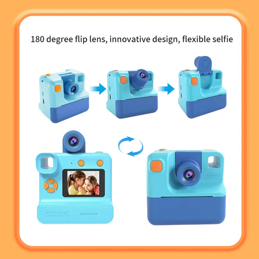 Kids Instant Camera Print Camera For Children Camera 1080P HD Digital Camera Photo Paper Child Toy Camera For Christmas Gift