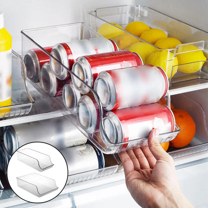 Fridge Storage Organizer Bins Can Drink Dispenser Holder Kitchen Refrigerator Freezer Clear Food Pantry Storage Rack