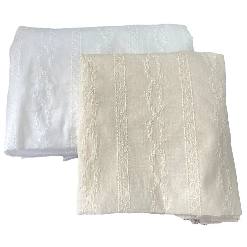 2YardsX 125cm width Cotton Lace Embroidery Fabric Cotton Embroidery Clothing Shirt Dress Pure Cotton Hollow Embroidery Fabric