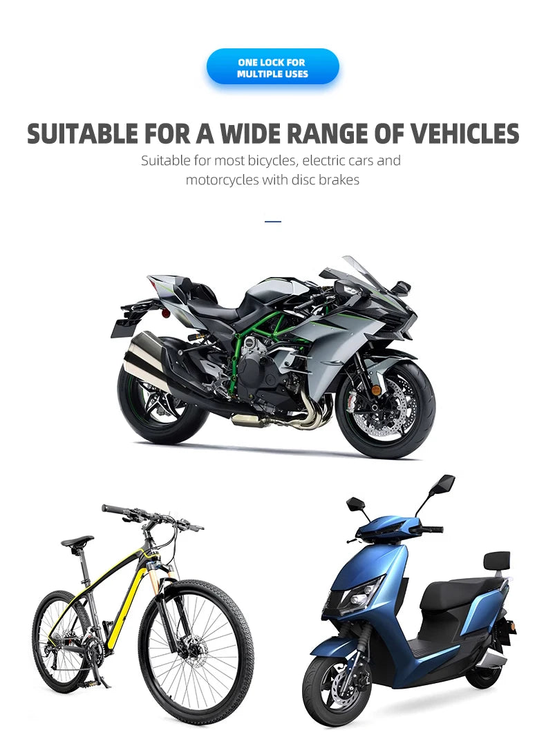 Motorcycle Lock Security Anti Theft Bicycle Motorbike Motorcycle Disc Brake Lock Theft Protection for Scooter Safety Bike Lock