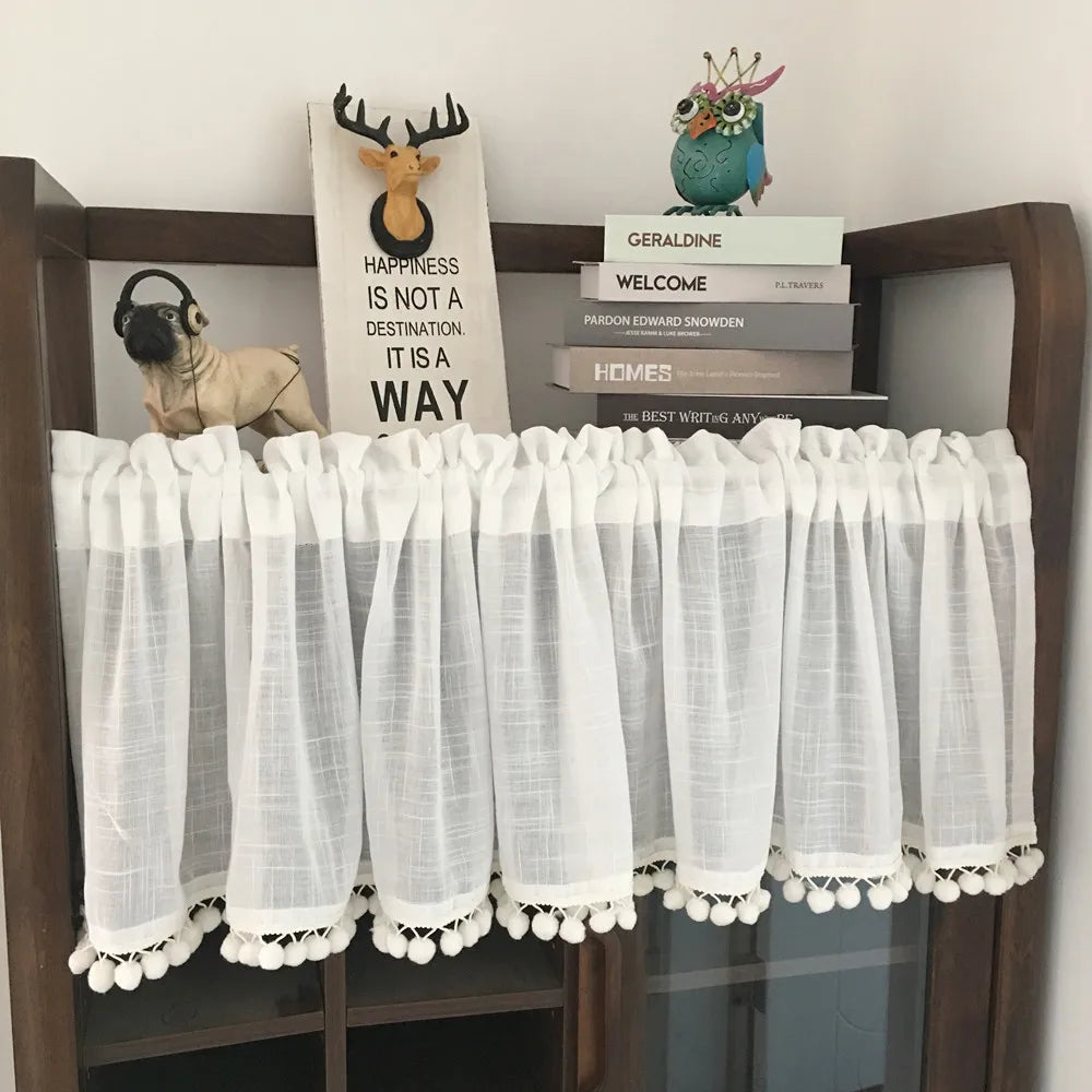 Japanese tassel half curtain partition door curtain kitchen short curtain coffee curtain pastoral decoration short curtain yarn